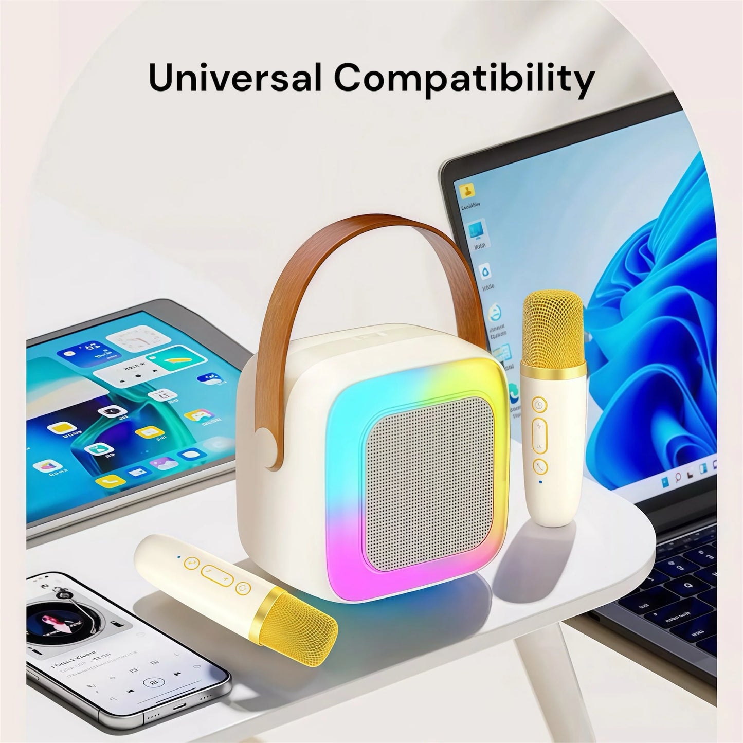 Portable Karaoke Bluetooth Speaker with Wireless Mics & HiFi Sound for Family Fun - storedevanci