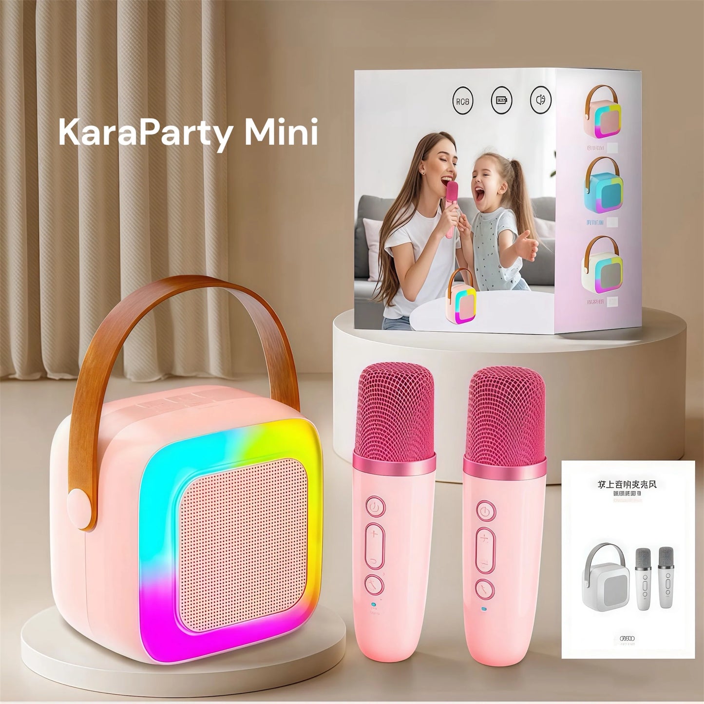 Portable Karaoke Bluetooth Speaker with Wireless Mics & HiFi Sound for Family Fun - storedevanci