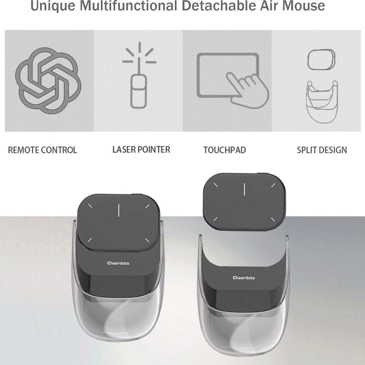 desktop Split Air Mouse with AI Voice, Wireless Bluetooth Laser Pointer and Recording - storedevanci