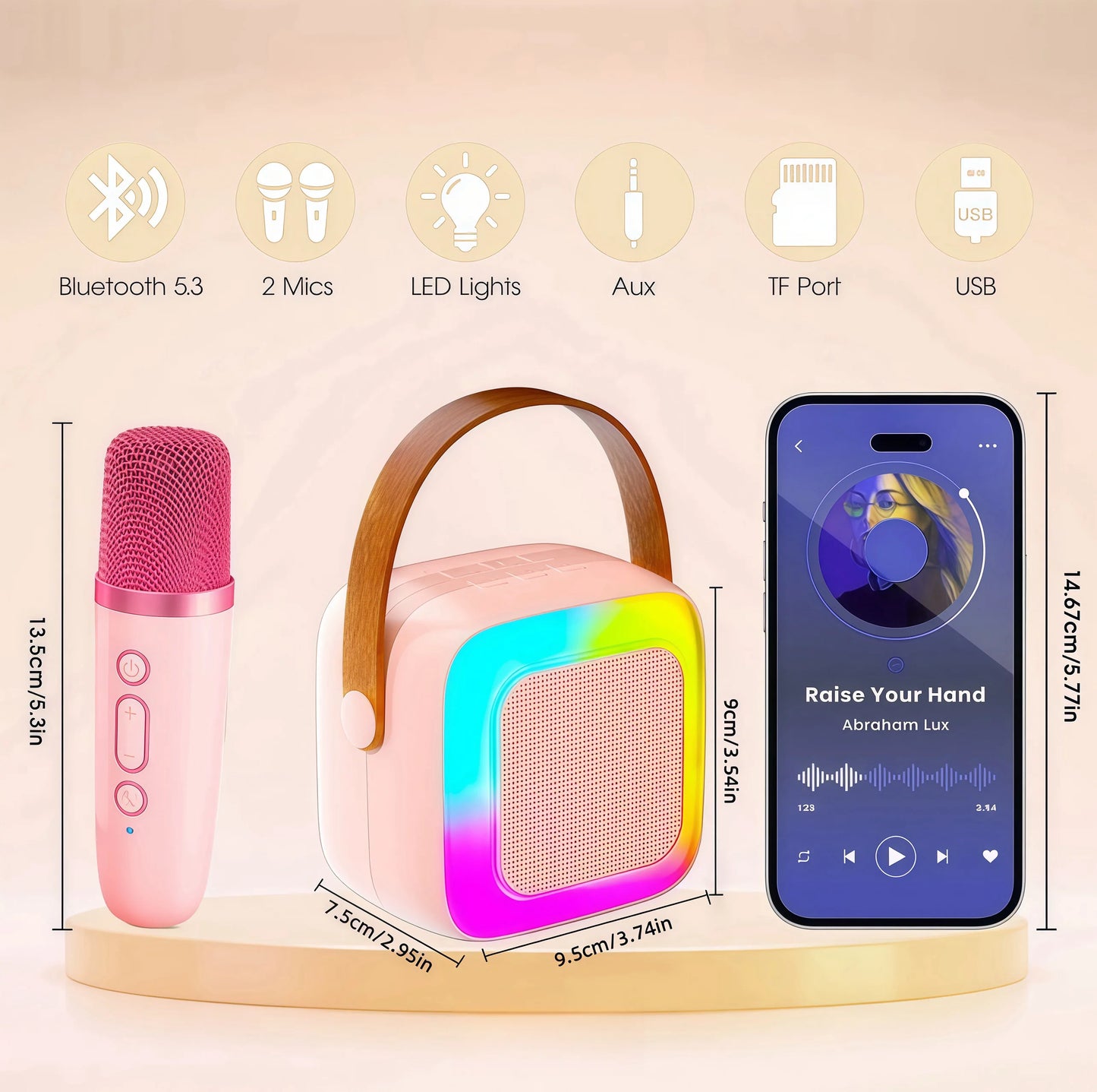 Portable Karaoke Bluetooth Speaker with Wireless Mics & HiFi Sound for Family Fun - storedevanci