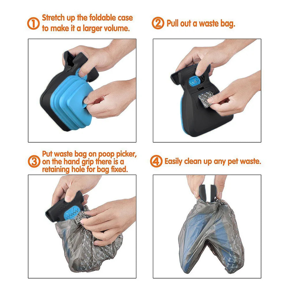 Dog Pet Travel Foldable Pooper Scooper With 1 Roll Decomposable bags Poop Scoop Clean Pick Up Excreta Cleaner - storedevanci
