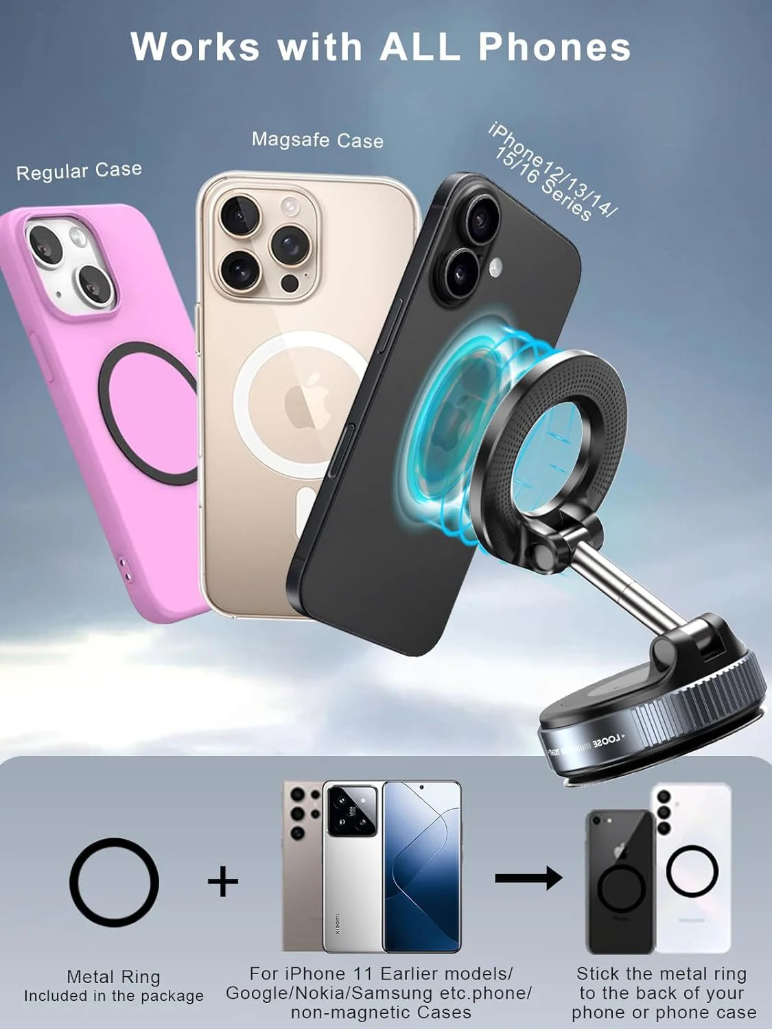 Snanlen 360° Magnetic Suction Phone Mount - The Ultimate Hands-Free Holder - storedevanci