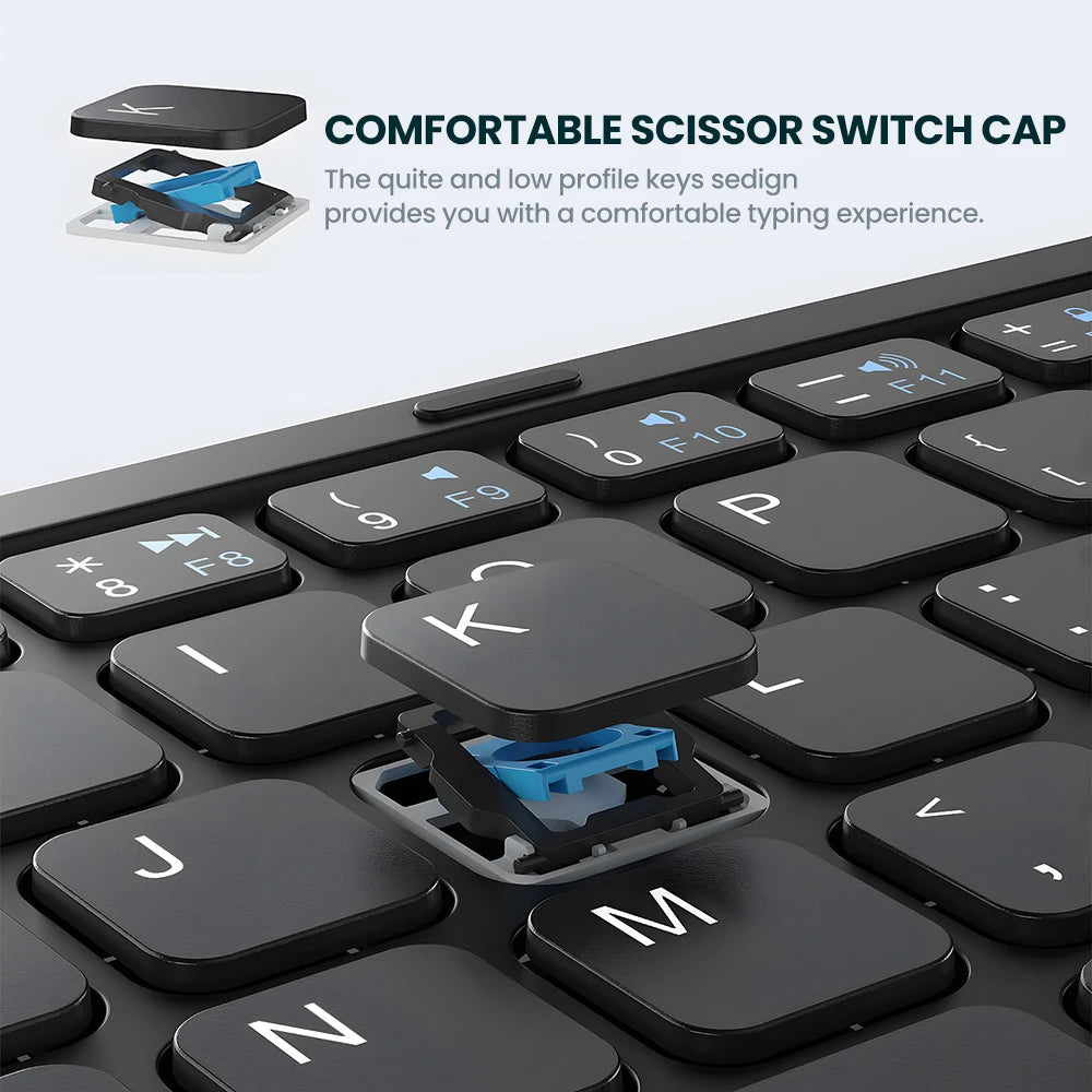 Portable Quadruple Folding Bluetooth Keyboard with Touchpad for Tablets & Phones