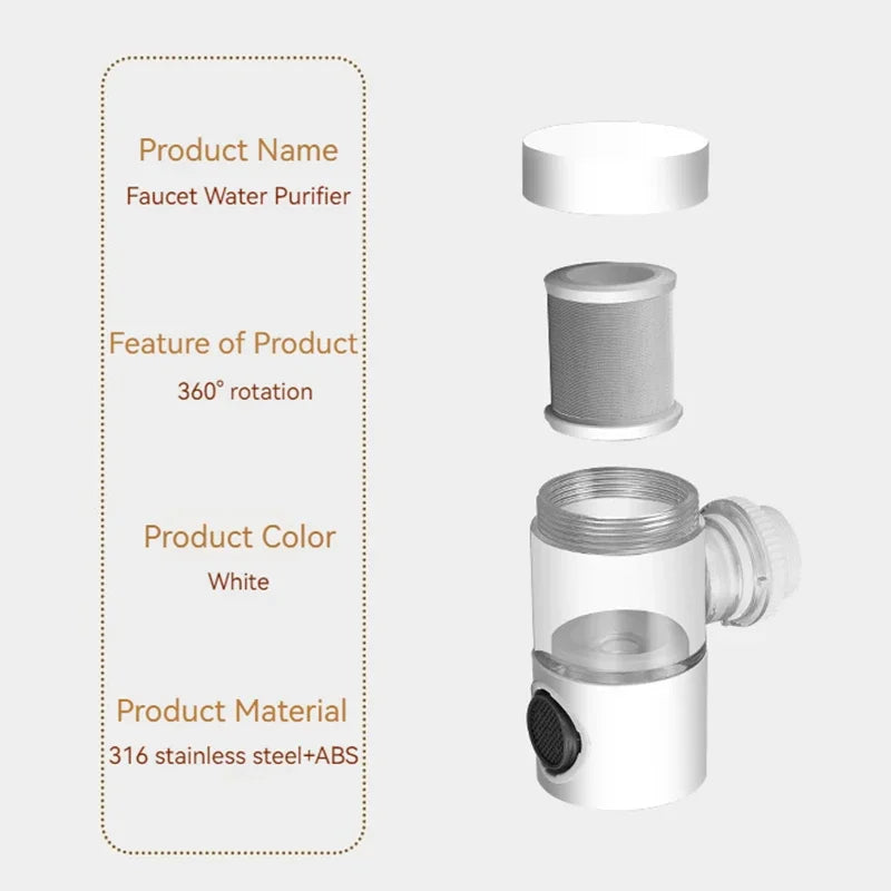 LOEPHY Faucet Filter Splash Proof Tap Water Purifier Filtration And Pressurization 720 Degree Rotating Universal Extension Nozzl - storedevanci