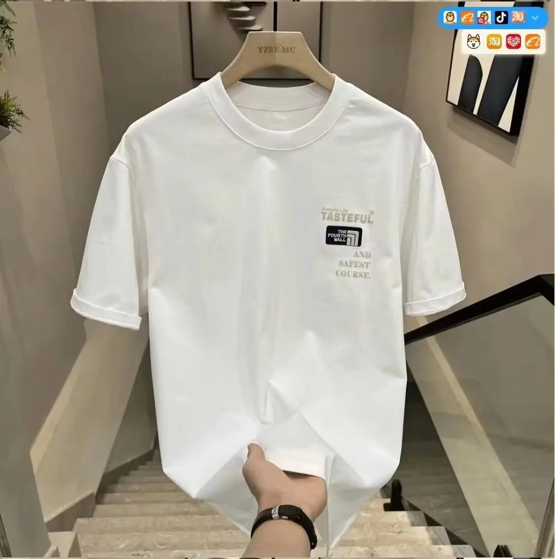 Casual Men's Clothing Luxury Round Neck Pure Cotton T-shirt Funny Streetwear Summer Fashion Vintage Y2k Style Top Oversized Tee - storedevanci