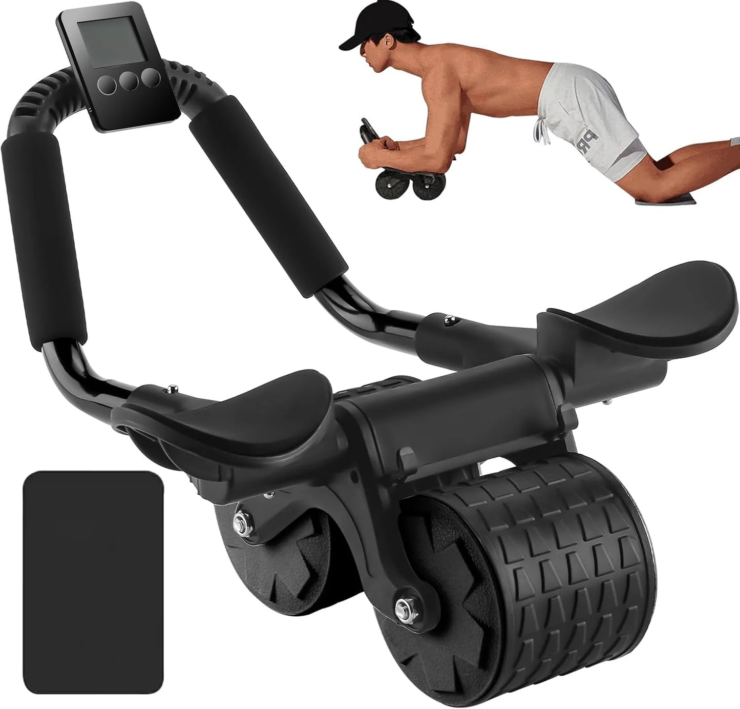 Elbow Support Ab Roller Wheel with Automatic Rebound & Counter Display