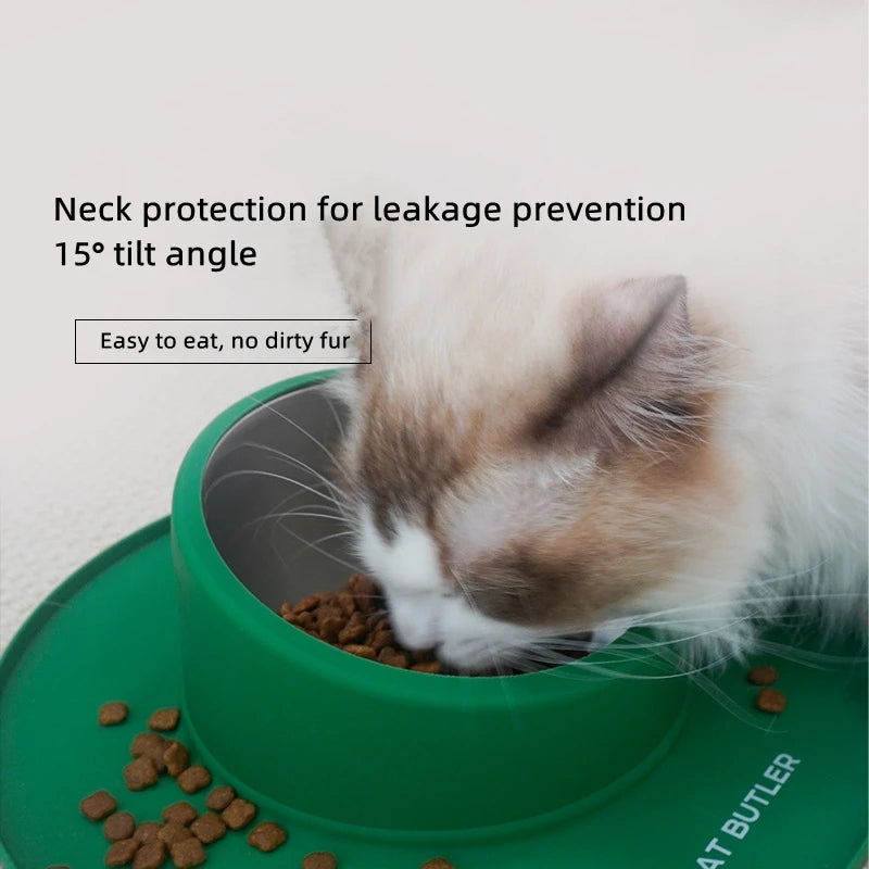 Anti-Spill Silicone & Stainless Steel Pet Bowl Set for Dogs and Cats - storedevanci