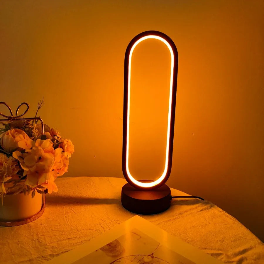 Lamp bedroom Ring Lamp Living Room Three-color Dimming Bedside Lamp LED Night Light - storedevanci