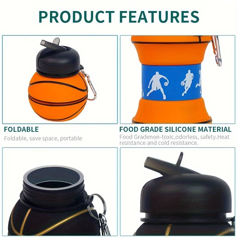 Basketball Shape Collapsible Portable Water Bottles
