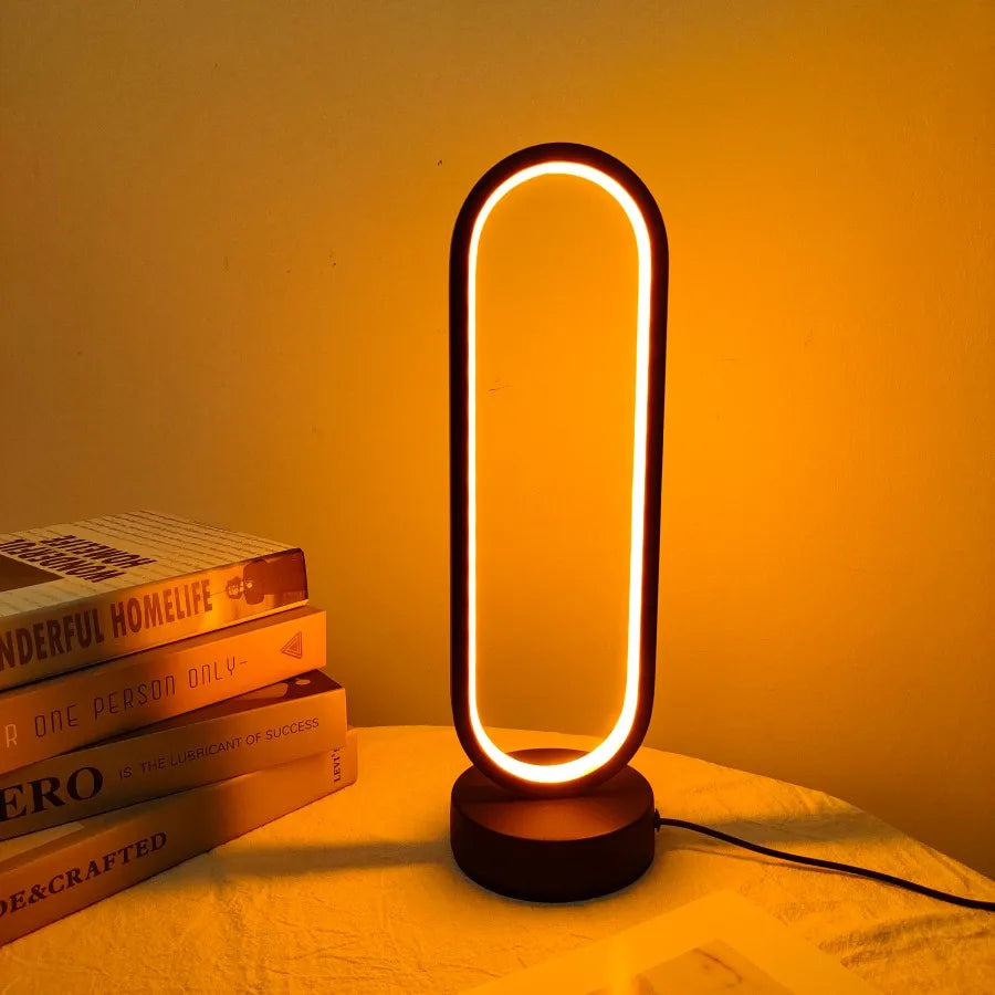 Lamp bedroom Ring Lamp Living Room Three-color Dimming Bedside Lamp LED Night Light - storedevanci