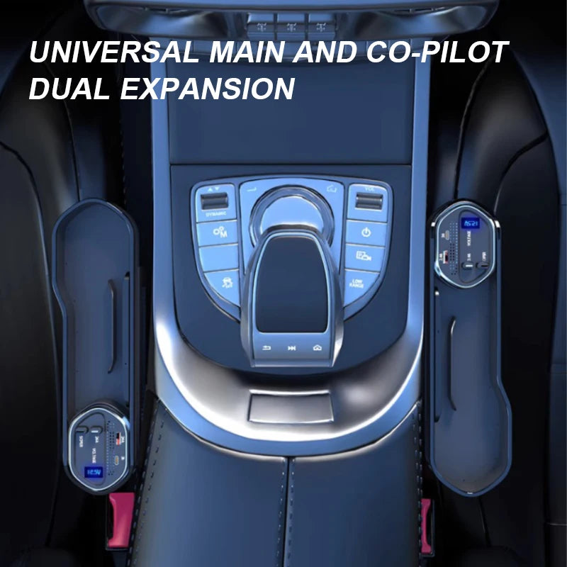 Wireless Charging Car Seat Gap Organizer with 40W USB-C/Lightning Fast Charge Cable Auto Center Console Storage Box
