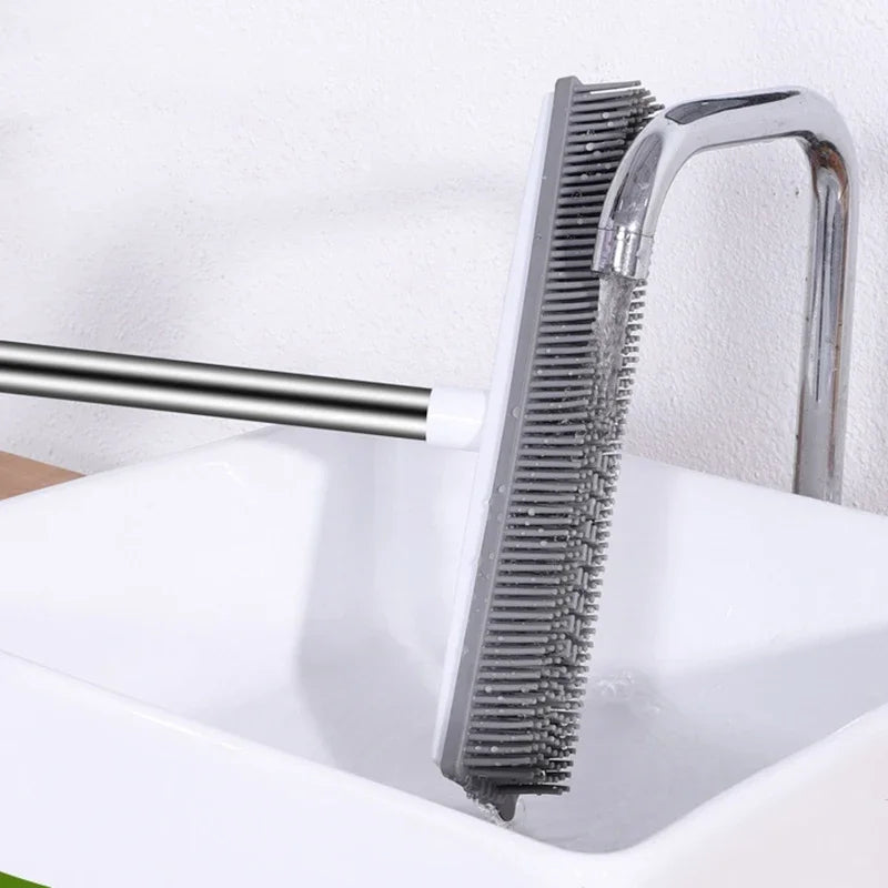 Rubber Broom Carpet Rake with Squeegee – Pet Hair & Fur Remover for Carpet & Hardwood Floors