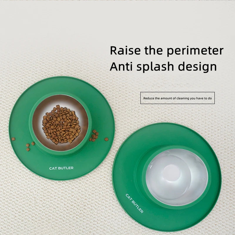Anti-Spill Silicone & Stainless Steel Pet Bowl Set for Dogs and Cats - storedevanci