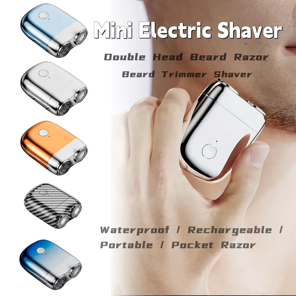Mini Electric Shaver - Double Head, IPX7 Waterproof, Portable Beard Trimmer & Razor - storedevanci