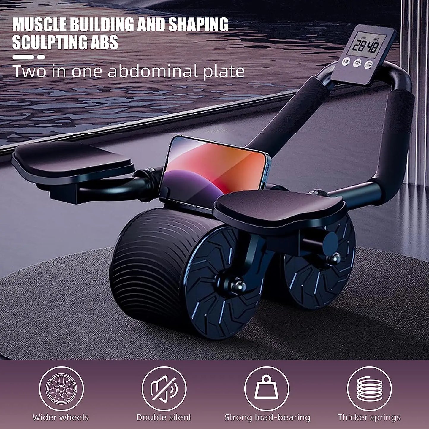 Elbow Support Ab Roller Wheel with Automatic Rebound & Counter Display