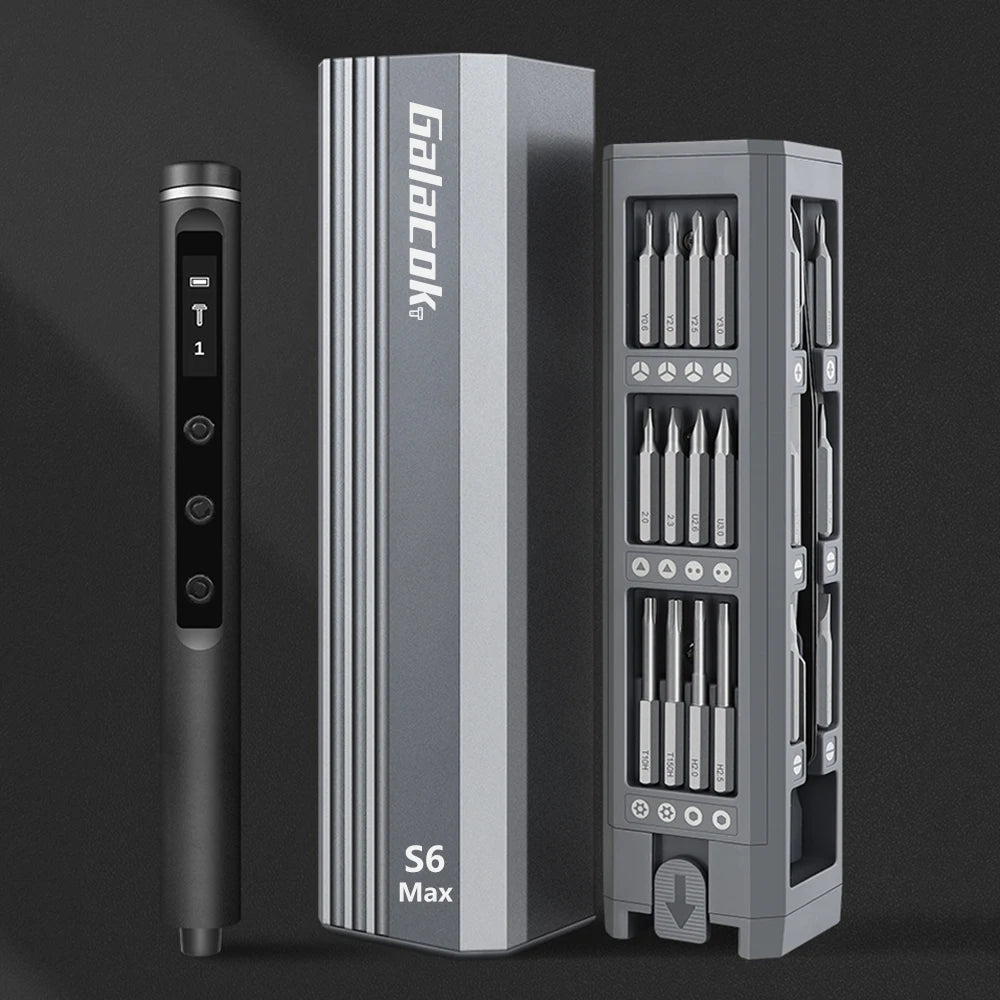 Galacok S6 Max Electric Screwdriver Set – 42 Magnetic Bits, 5 Torque Settings for iPhone, PC & Camera - storedevanci
