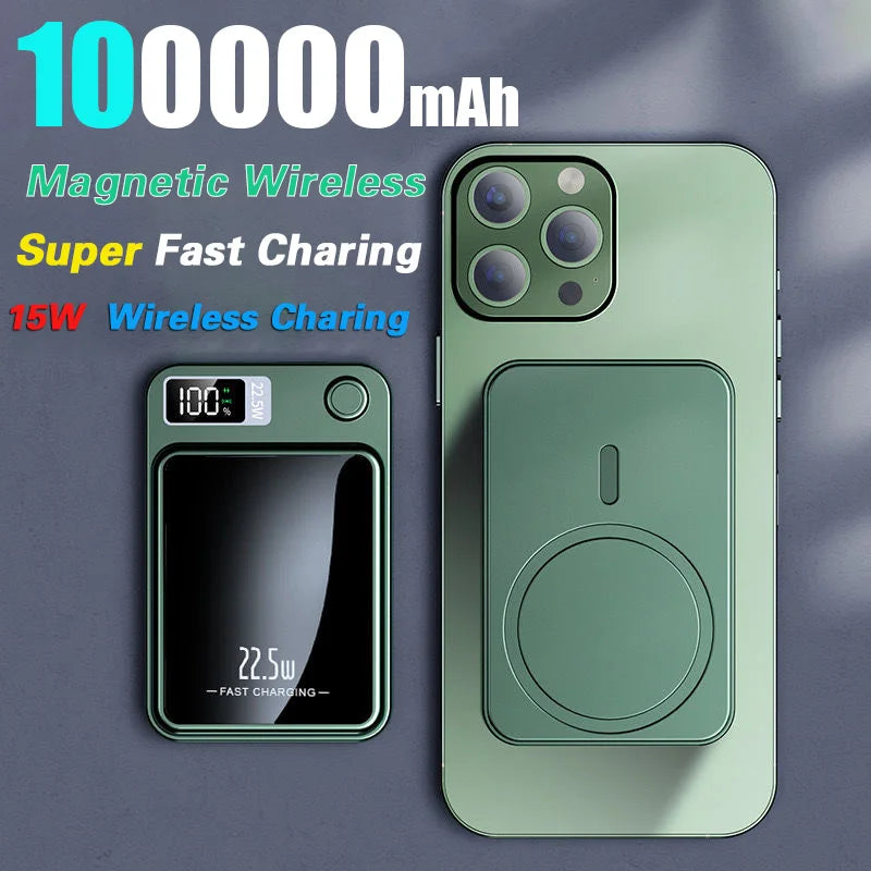 Magnetic Wireless 100,000mAh Power Bank 22.5W Fast Charger for iPhone, Huawei, Samsung - storedevanci