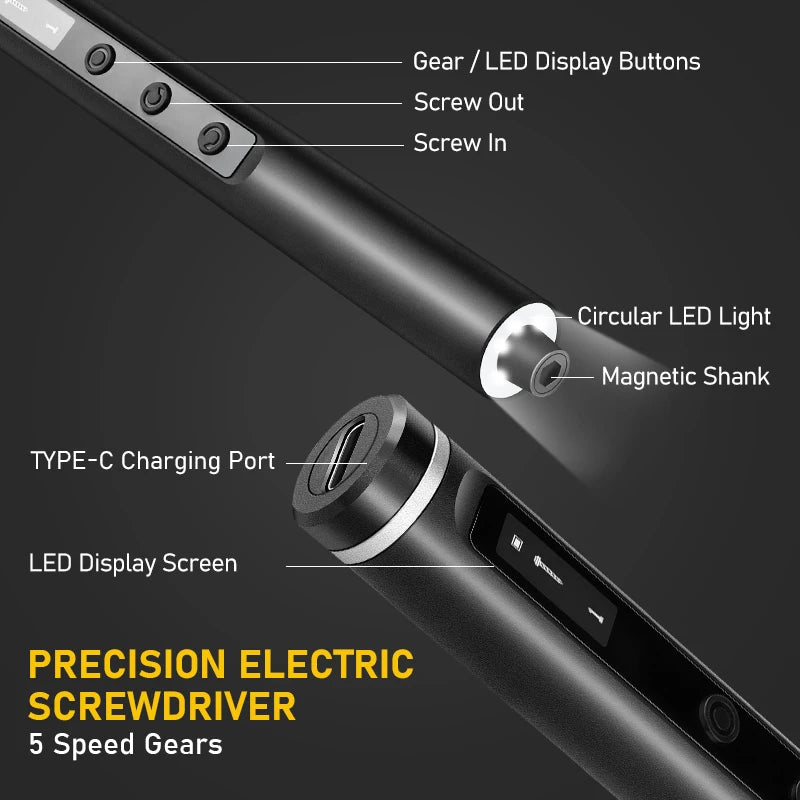 Galacok S6 Max Electric Screwdriver Set – 42 Magnetic Bits, 5 Torque Settings for iPhone, PC & Camera - storedevanci