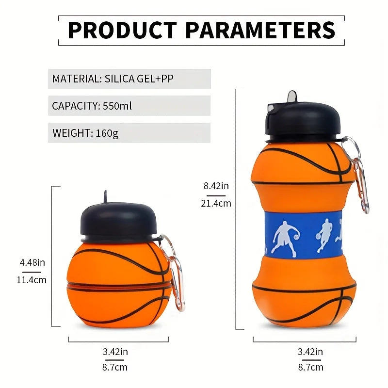 Basketball Shape Collapsible Portable Water Bottles
