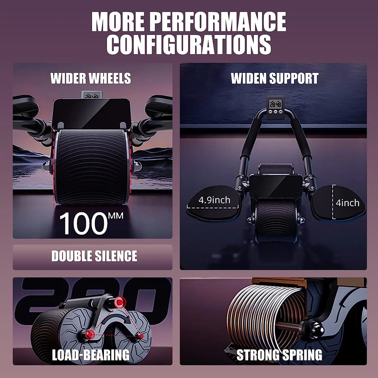 Elbow Support Ab Roller Wheel with Automatic Rebound & Counter Display