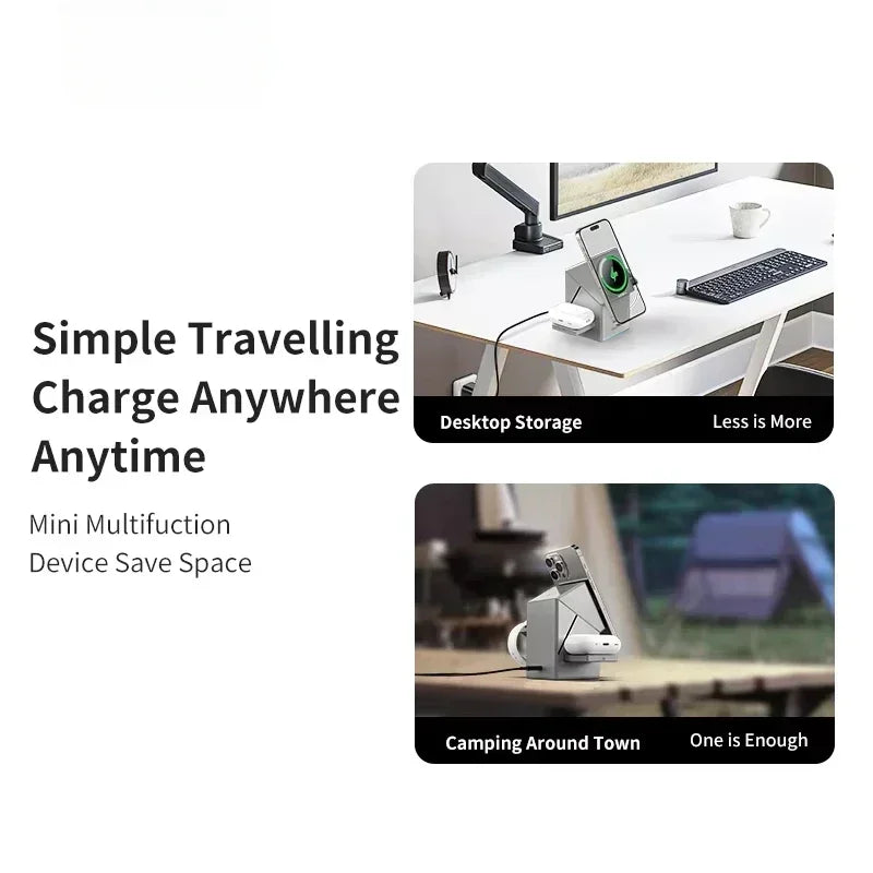 Qi2 3-in-1 Wireless Charger with Auto-Rotating Magic Cube for iPhone, AirPods & iWatch - storedevanci