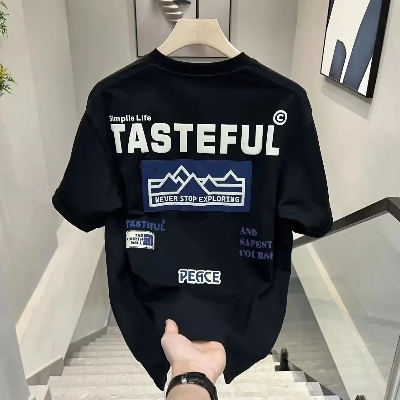 Casual Men's Clothing Luxury Round Neck Pure Cotton T-shirt Funny Streetwear Summer Fashion Vintage Y2k Style Top Oversized Tee - storedevanci