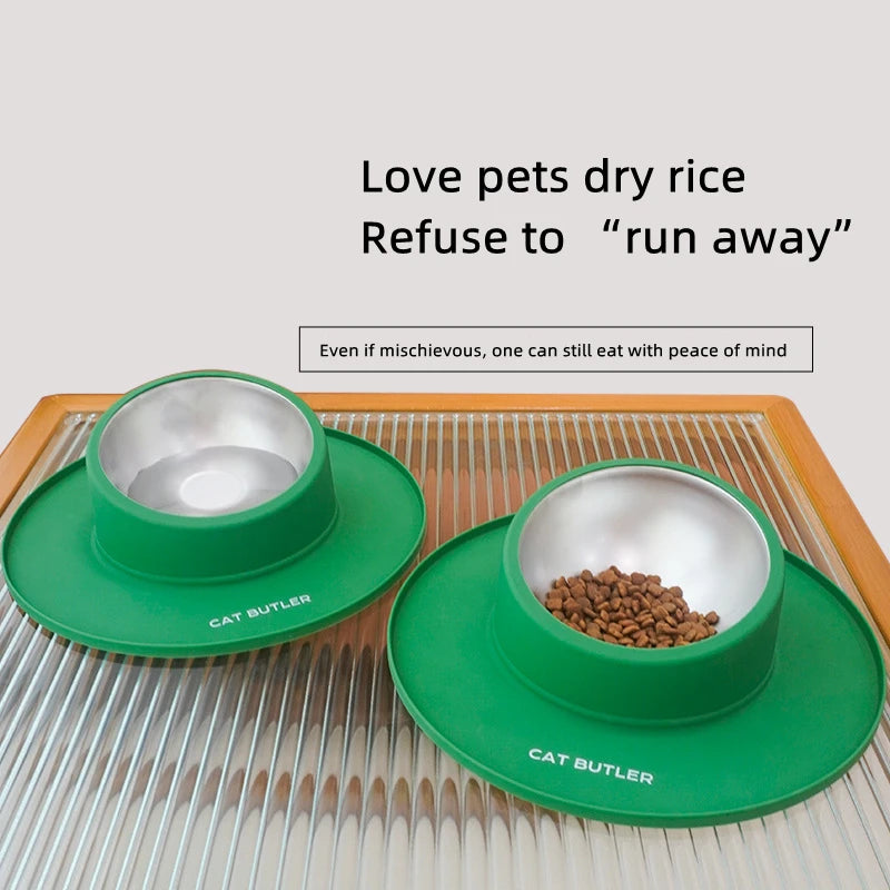 Anti-Spill Silicone & Stainless Steel Pet Bowl Set for Dogs and Cats - storedevanci