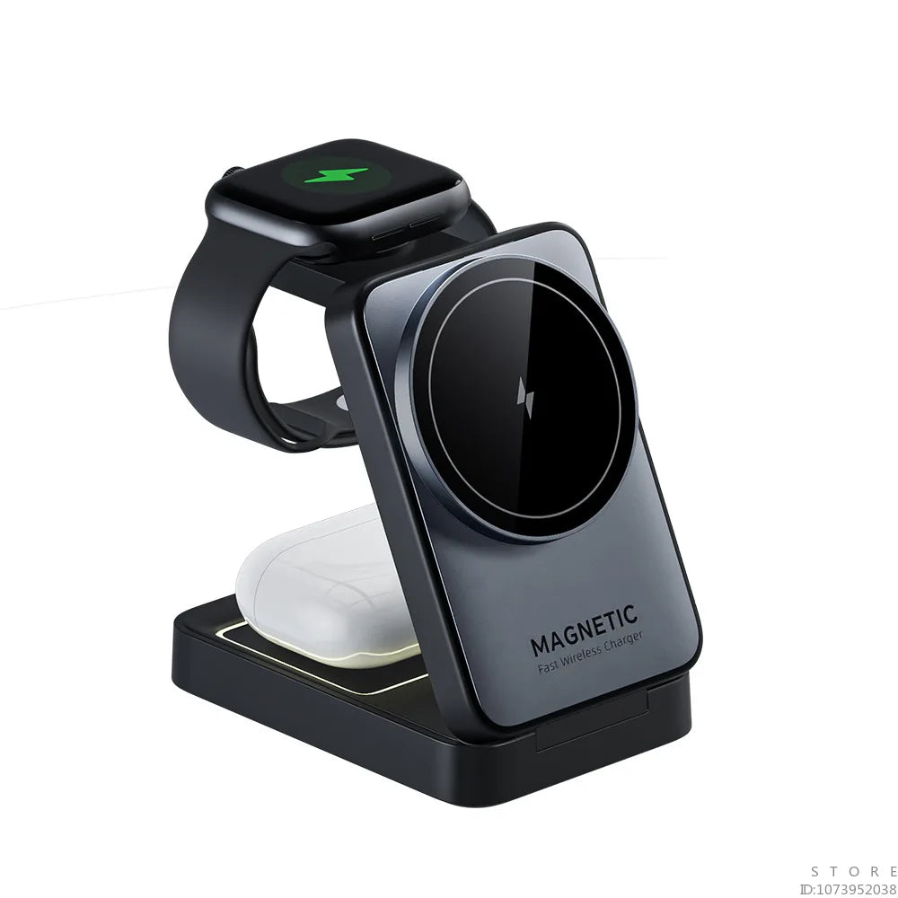 3-in-1 Magnetic Wireless Charger with Night Light for iPhone, AirPods & iWatch - storedevanci