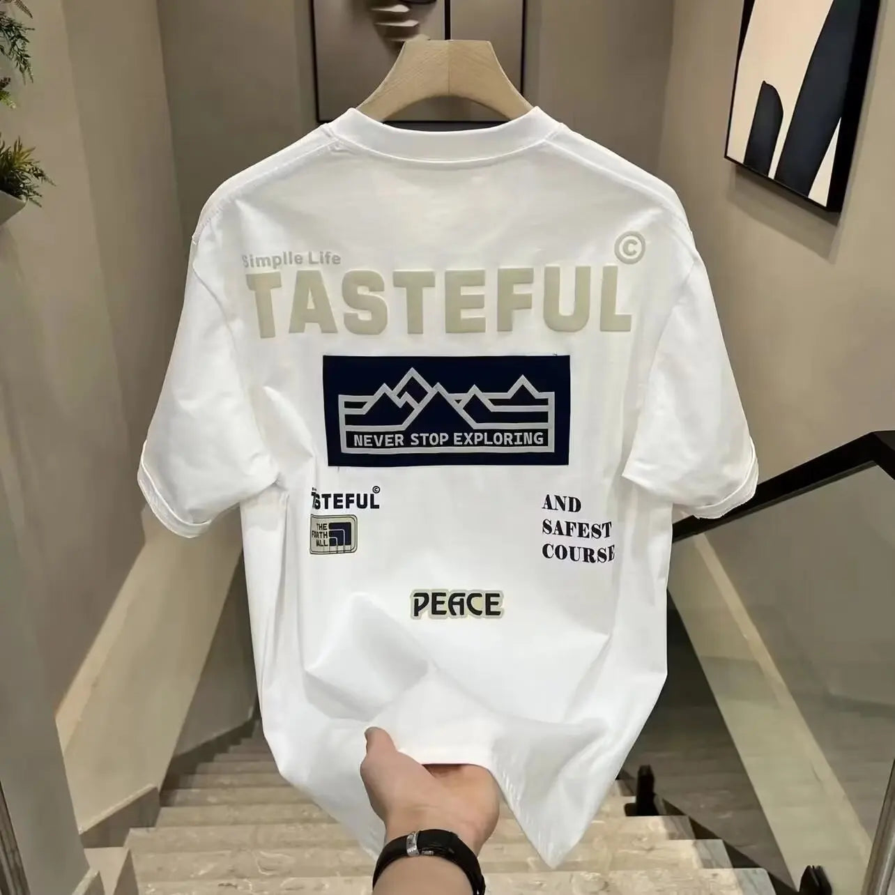Casual Men's Clothing Luxury Round Neck Pure Cotton T-shirt Funny Streetwear Summer Fashion Vintage Y2k Style Top Oversized Tee - storedevanci