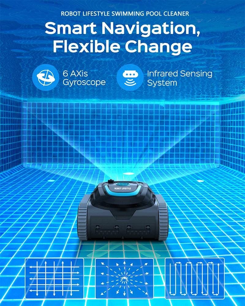 Robot Pool Cleaner - Cordless, App Control, 6400Mah Battery, Route Planning For All Surfaces - storedevanci