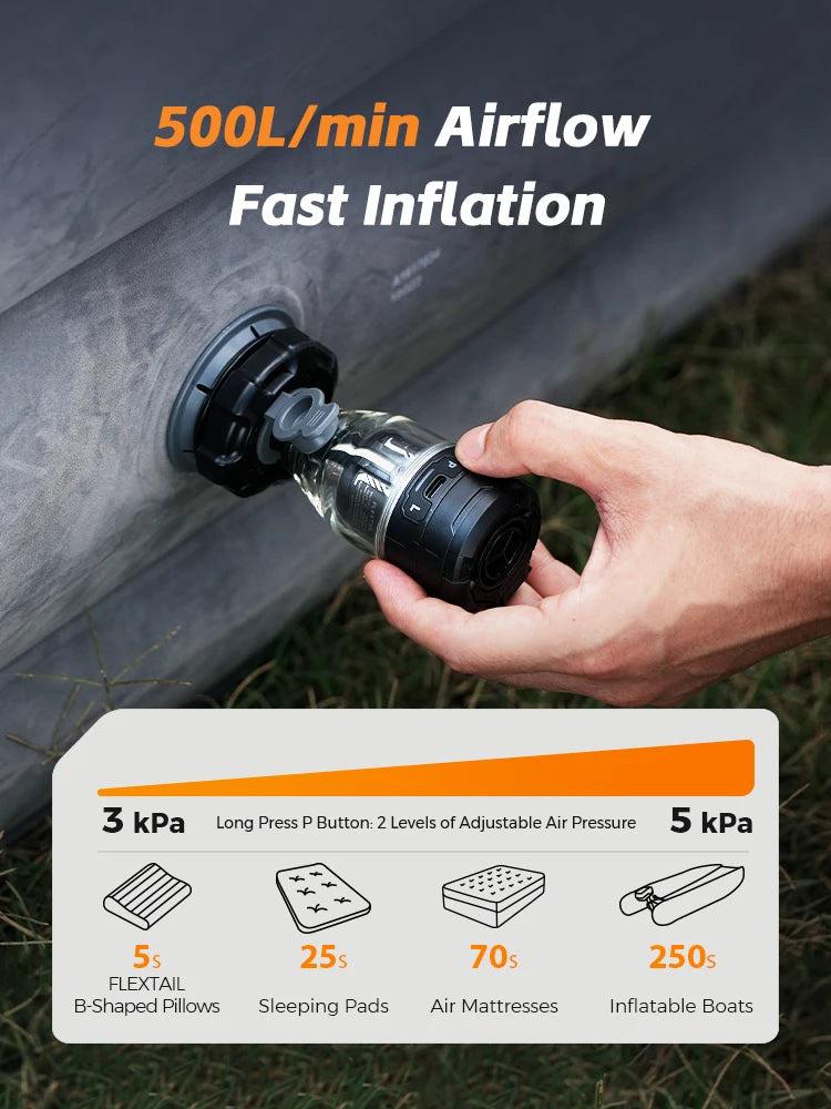 High Pressure Electric Air Pump with Transparent Light Design and 650mAh Battery - storedevanci