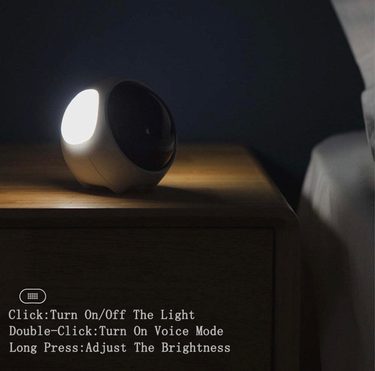 Night Light Cute Expression Alarm Clock Child Alarm Clock Voice Controlled Light Multifunctional For Home Thermometer - storedevanci
