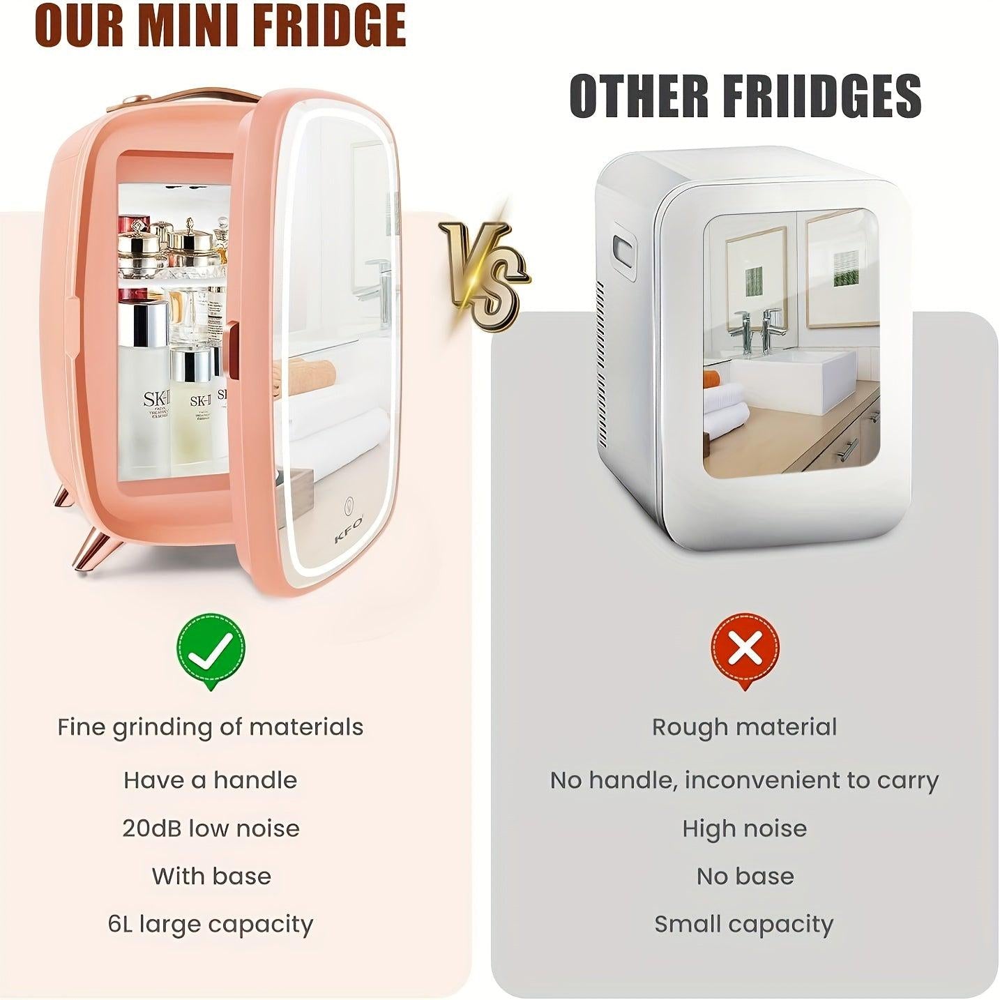 Pink Mini Beauty Refrigerator Skincare Fridge 6 Liter|8 Can Makeup Fridge Safe And Silent Protect Your Cosmetics Ideal For Bedroom Cosmetic - storedevanci