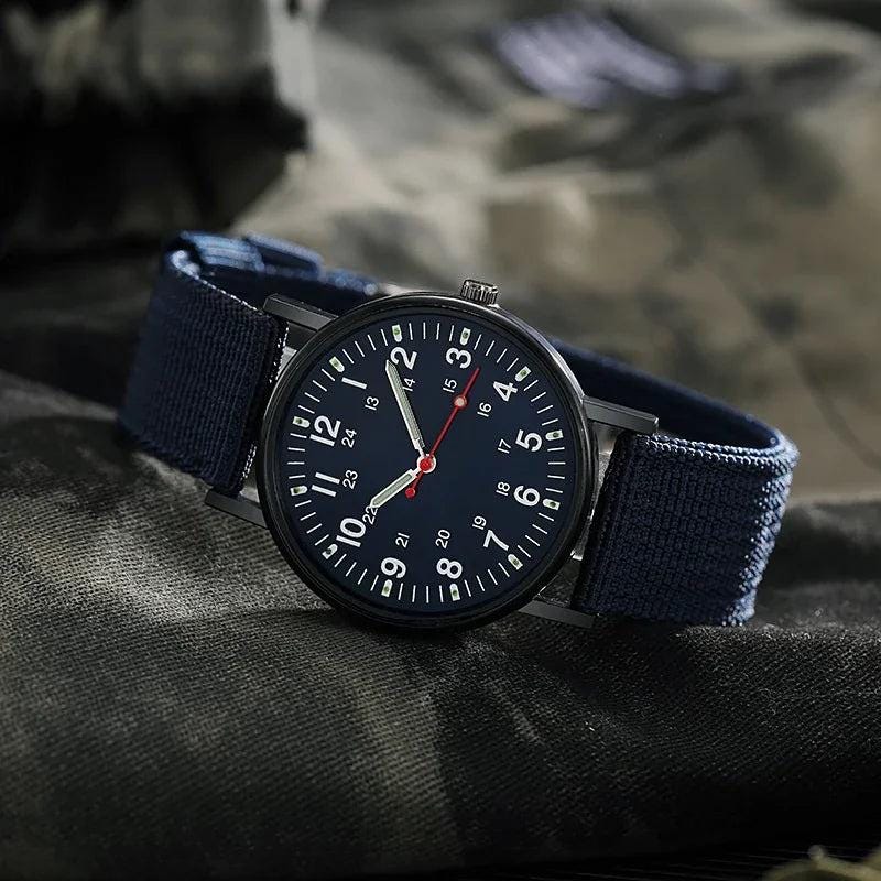 Fashion Men’s Luminous Nylon Band Military Quartz Watch - Waterproof Shockproof Army Wristwatch - storedevanci