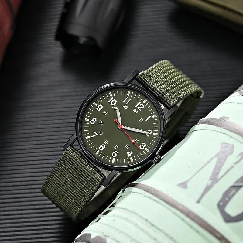 Fashion Men’s Luminous Nylon Band Military Quartz Watch - Waterproof Shockproof Army Wristwatch - storedevanci
