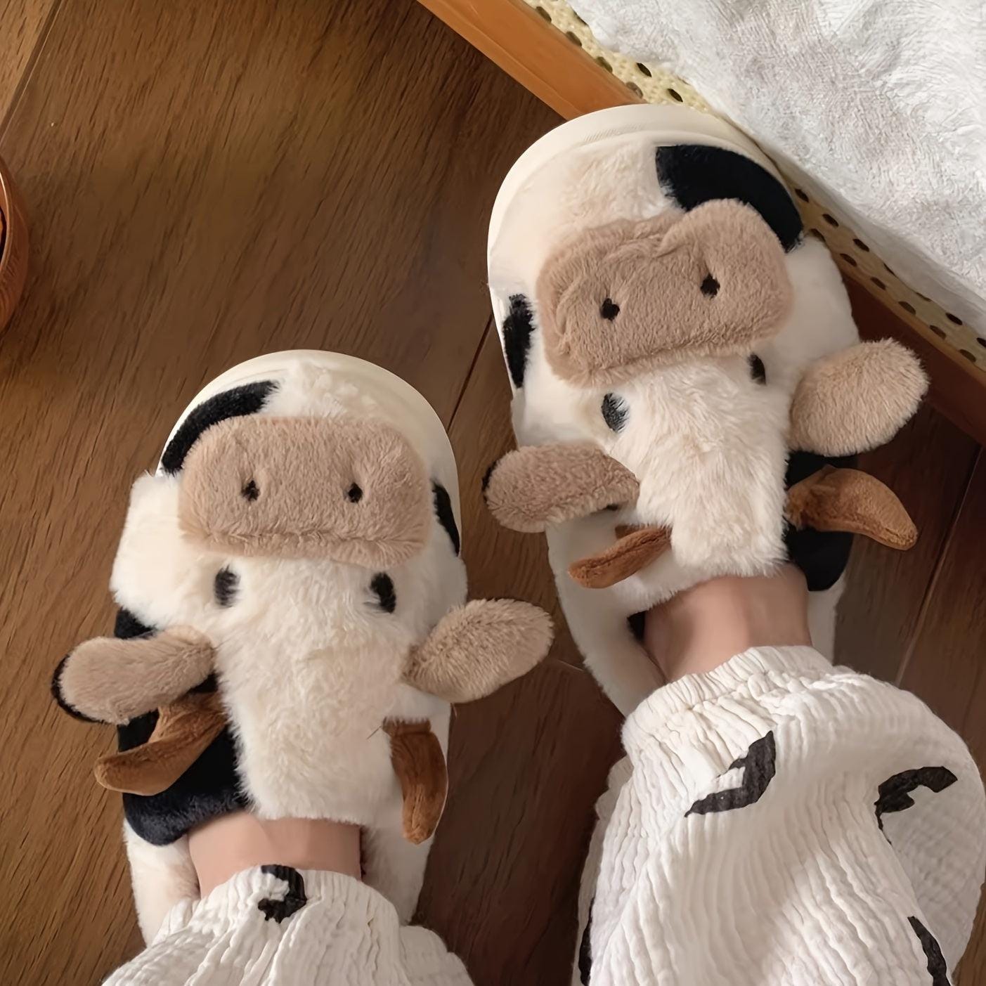 Cozy Cow Print Slippers - Ultra-Soft Slip-On Comfort - storedevanci