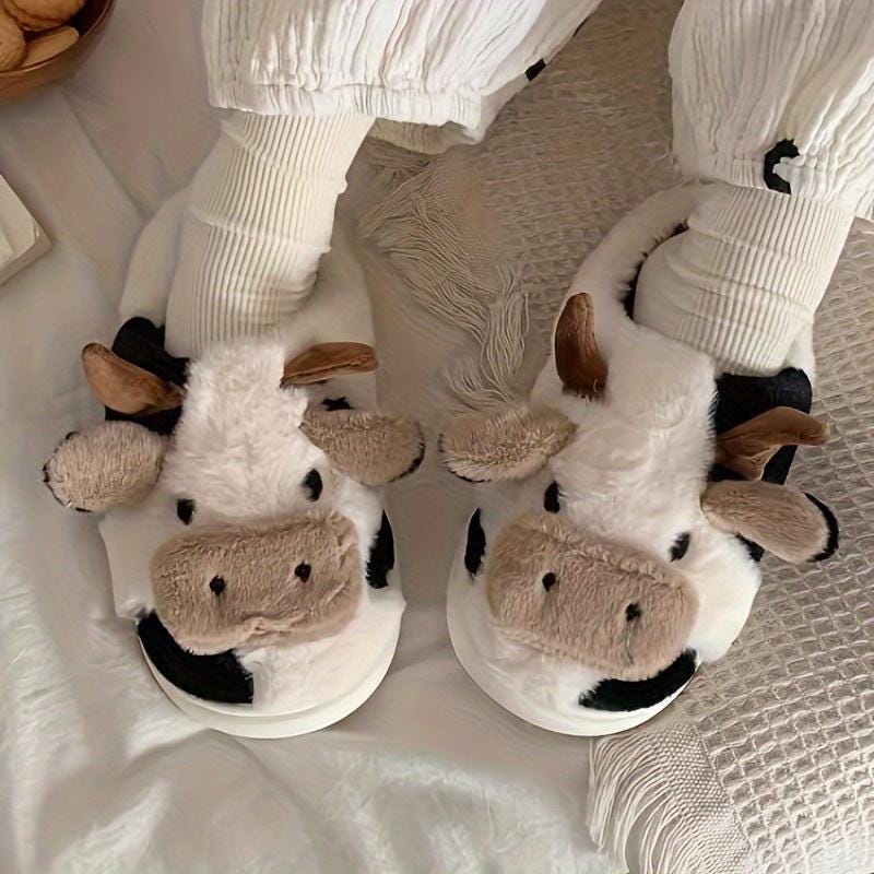 Cozy Cow Print Slippers - Ultra-Soft Slip-On Comfort - storedevanci