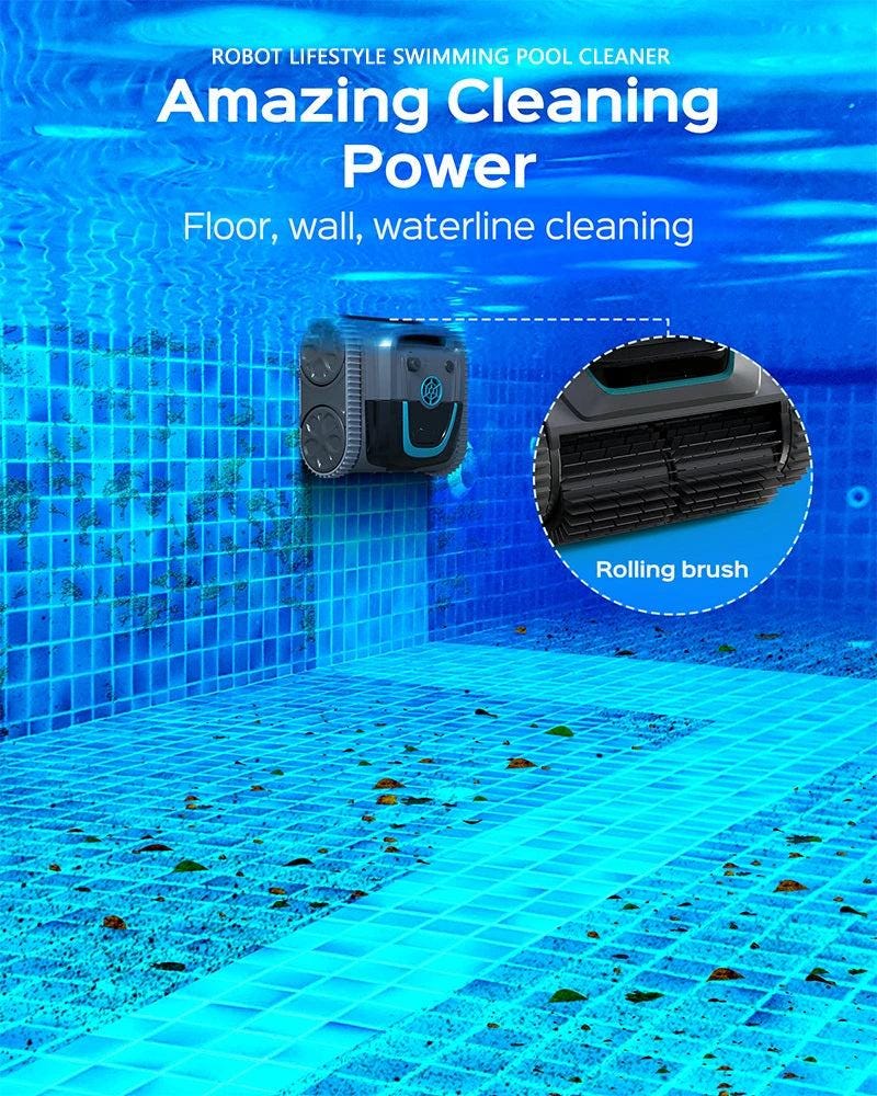Robot Pool Cleaner - Cordless, App Control, 6400Mah Battery, Route Planning For All Surfaces - storedevanci