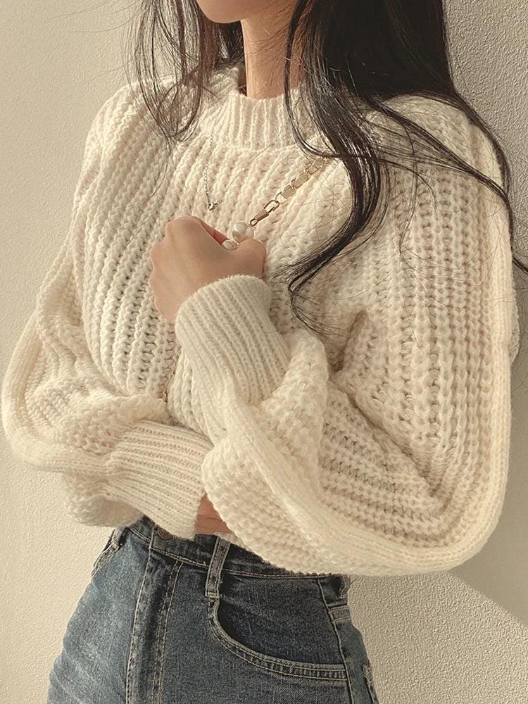 Devanci Loose Vintage Harajuku Lantern Long Sleeve Women Sweater - storedevanci