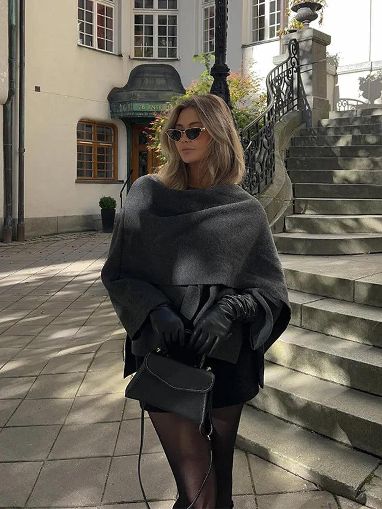 Scarf Collar Woolen Coat For Women - storedevanci