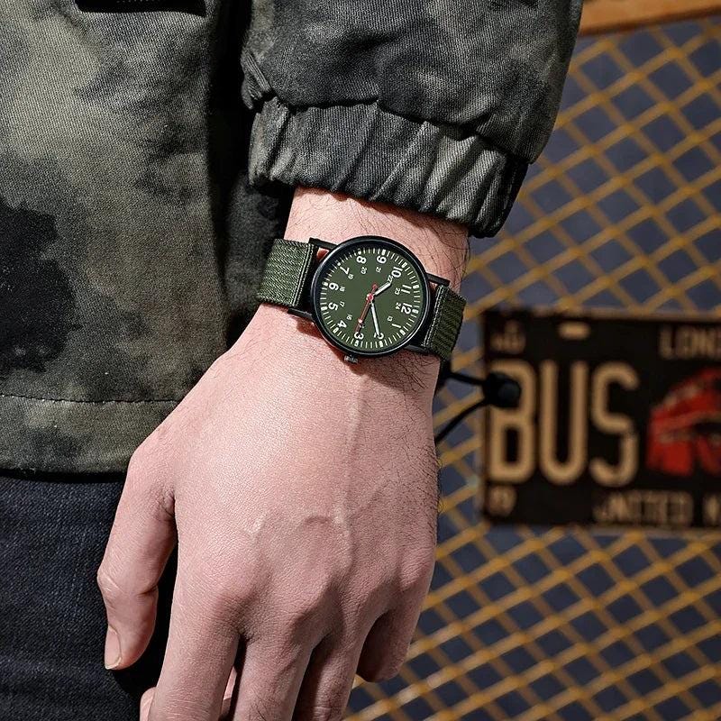 Fashion Men’s Luminous Nylon Band Military Quartz Watch - Waterproof Shockproof Army Wristwatch - storedevanci