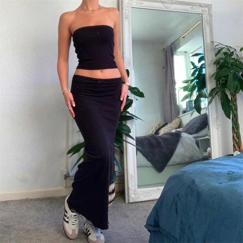 Vintage 2 Piece Long Skirt Sets - storedevanci