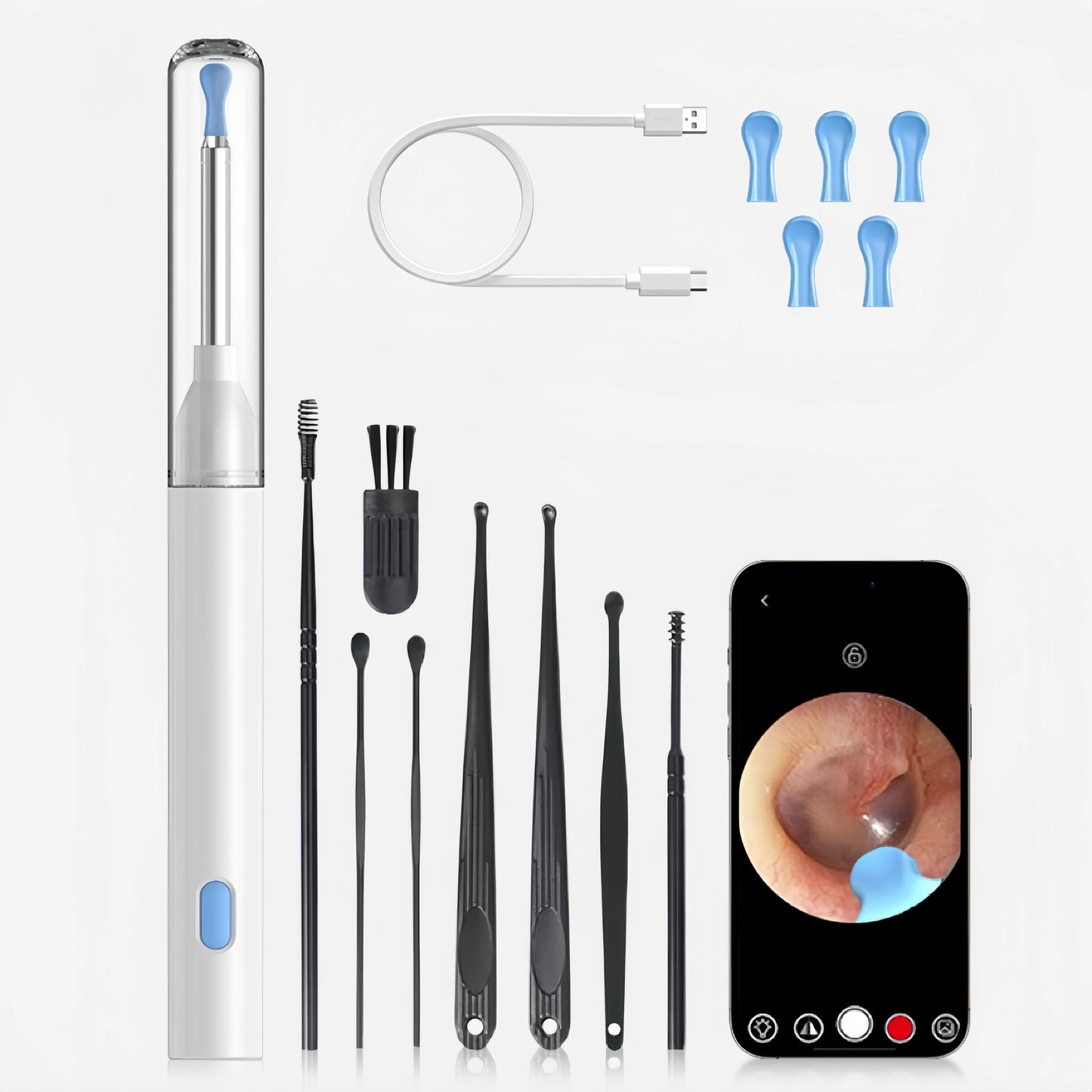 Earwax Remover with Mini Camera & USB-C Charging - Health Care Set for iPhone & Android