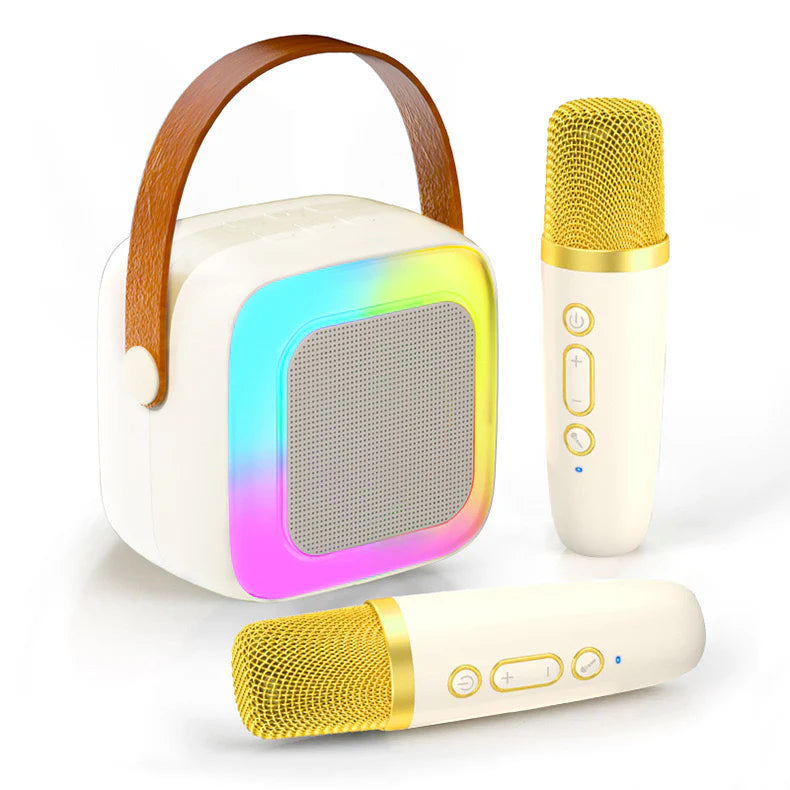 Portable Karaoke Bluetooth Speaker with Wireless Mics & HiFi Sound for Family Fun