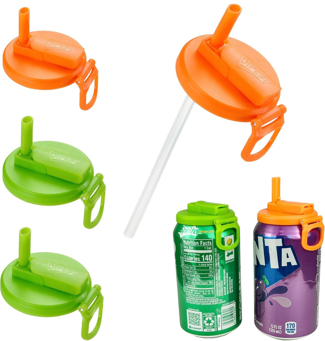 Reusable Soda Can Lids with Straws | Leakproof Beverage Can Covers - storedevanci