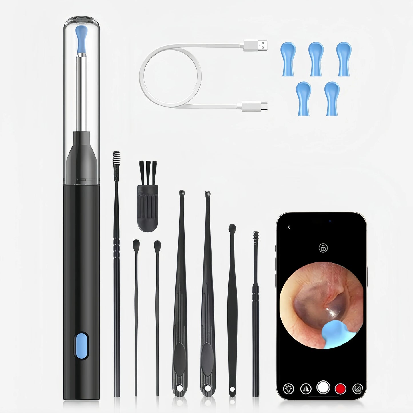 Earwax Remover with Mini Camera & USB-C Charging - Health Care Set for iPhone & Android