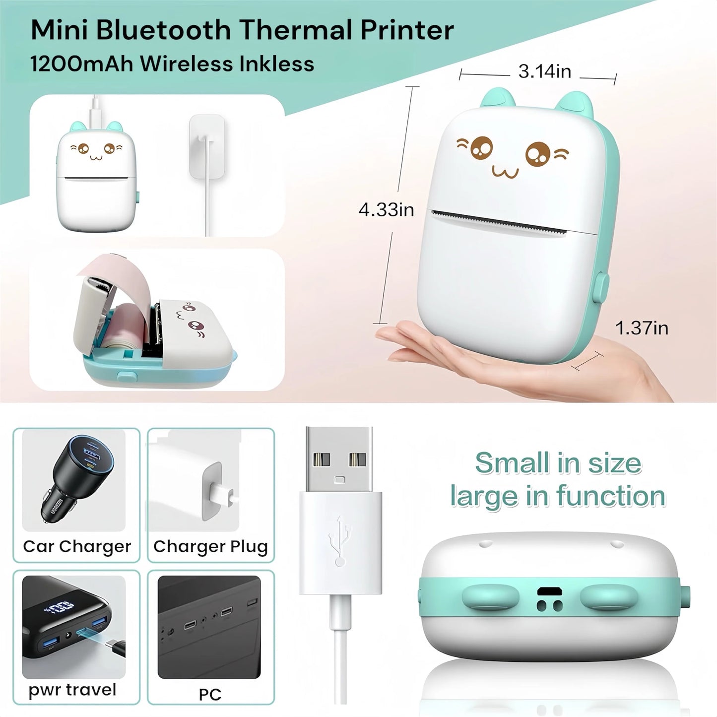 Portable Mini Thermal Printer | Bluetooth 58mm Label & Photo Printer