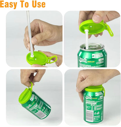 Reusable Soda Can Lids with Straws | Leakproof Beverage Can Covers - storedevanci