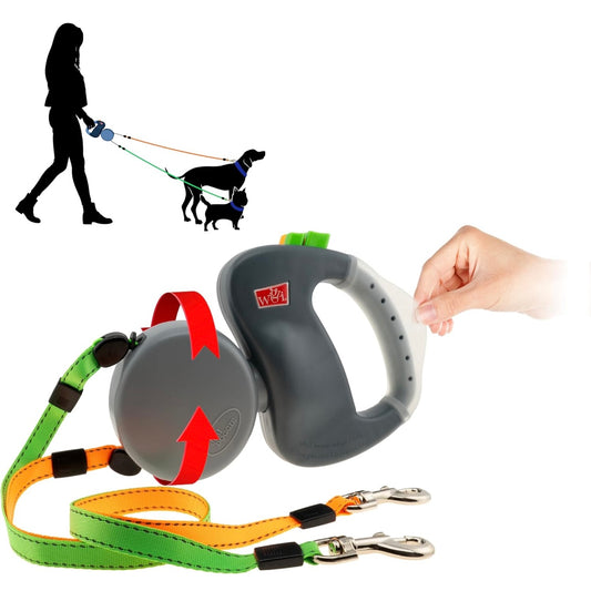 Portable Rotating Pet Leash for 2 Dogs, Double End Leash, Light Retractable Roulette, Walking Supplies