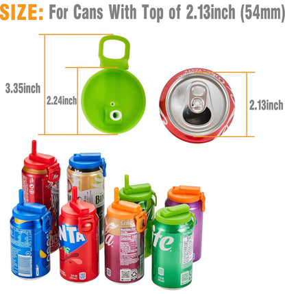 Reusable Soda Can Lids with Straws | Leakproof Beverage Can Covers - storedevanci